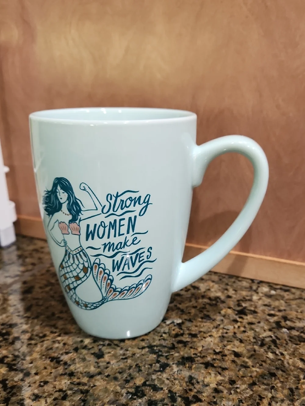 Paper Source Mint Green Mermaids Ceramic Mug - Strong Women Make Waves